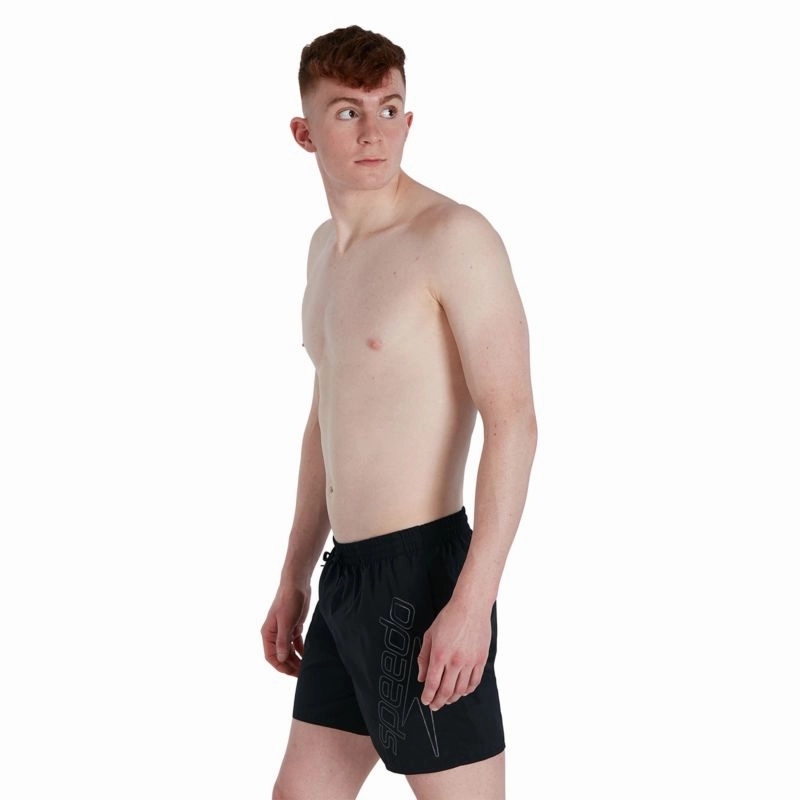 Smooth Edge Binding Ultra Violet Color Retention Men's BoomBoom Logo 16" Watershort - Black/Metallic Grey ( 8-12432G824) Abrasion Resistant Panels