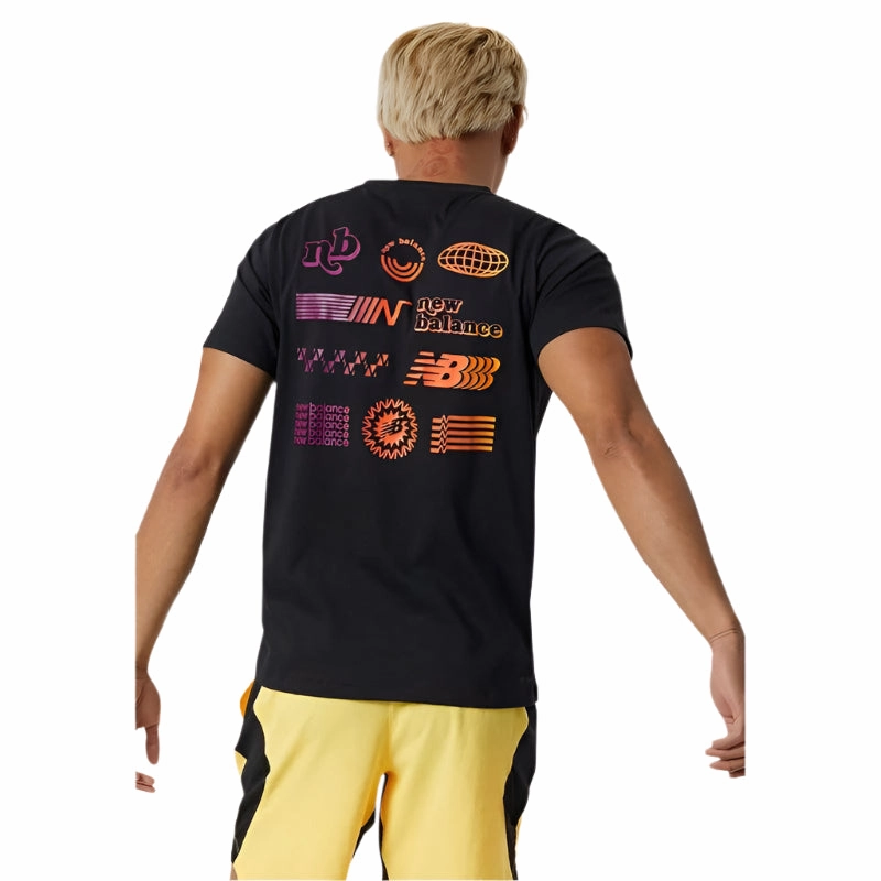 CrossBackDesign Men's Graphic Heathertech T-Shirt - Black/Multi