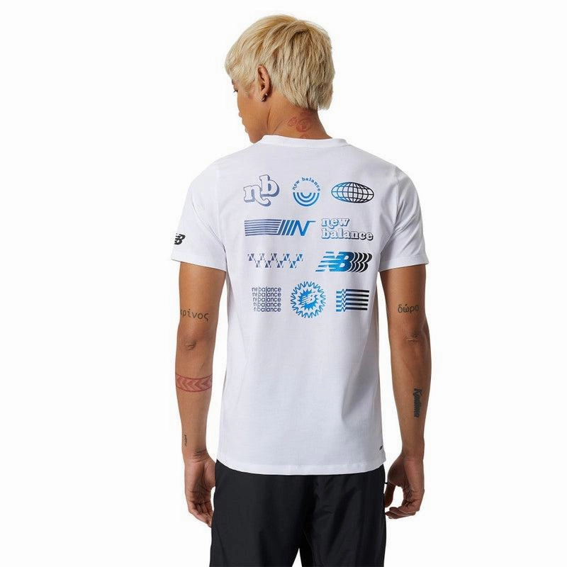 Men's Graphic Heathertech T-Shirt - White/Blue/Purple VersatileNeckline