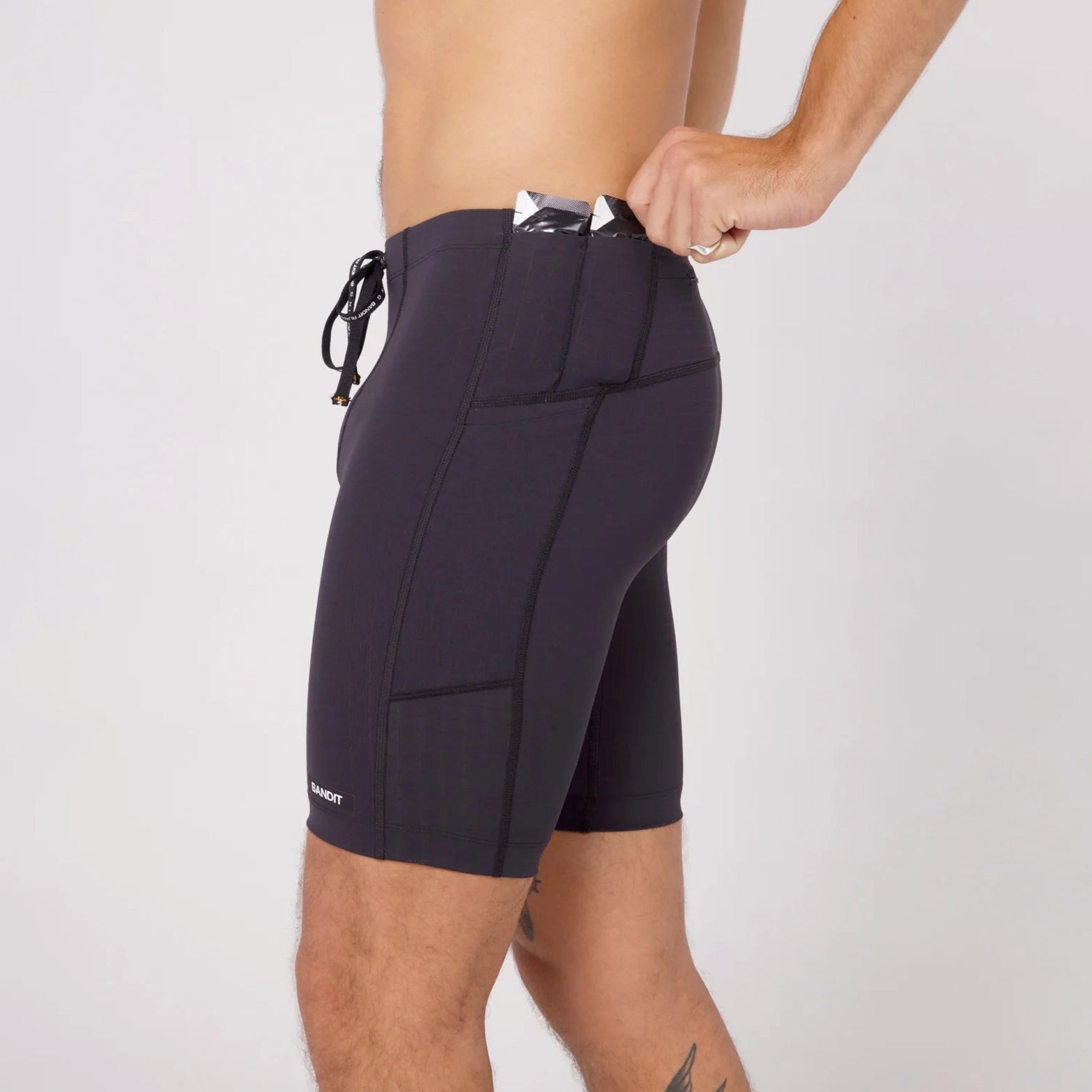 QuickDryMaterial Men's Gridlock 7 Pocket Half Tights Black