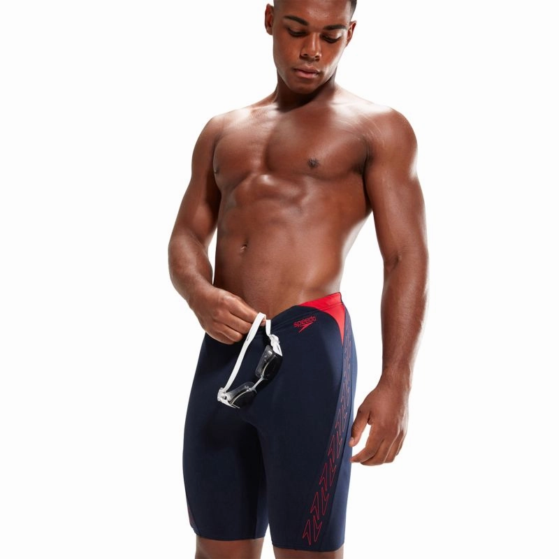 Men's  Hyperboom Splice Jammer - TRUE NAVY/FED RED (8-00303815148) Quick Release Buckles Non Irritating Flatlock Stitching Sun Protective Fabric