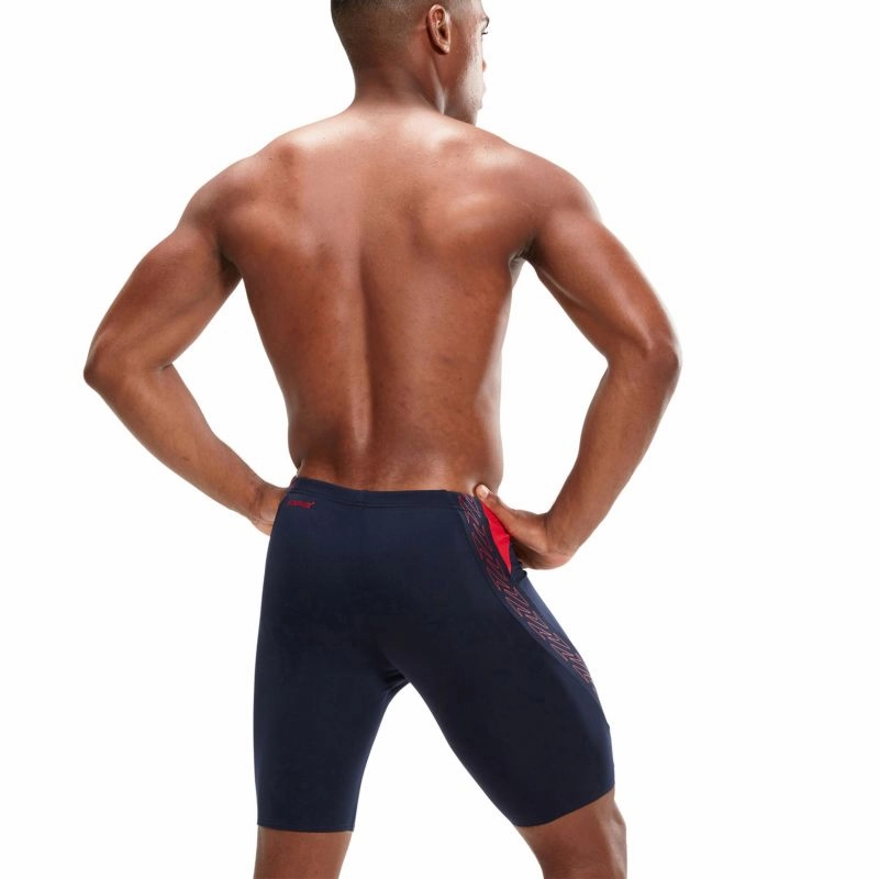 Men's  Hyperboom Splice Jammer - TRUE NAVY/FED RED (8-00303815148) Quick Release Buckles Abrasion Resistant Panels Chlorine Resistant Coating