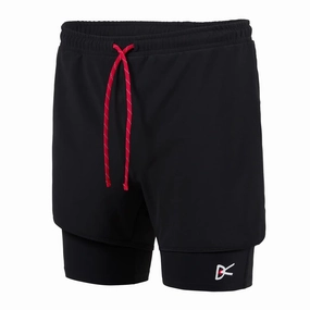 Men's Layered Pocketed Trail Shorts Black Senior Ease Pure Linen Blend