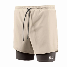 NonChafe Metro Edge Men's Layered Pocketed Trail Shorts Khaki / Slate Brown