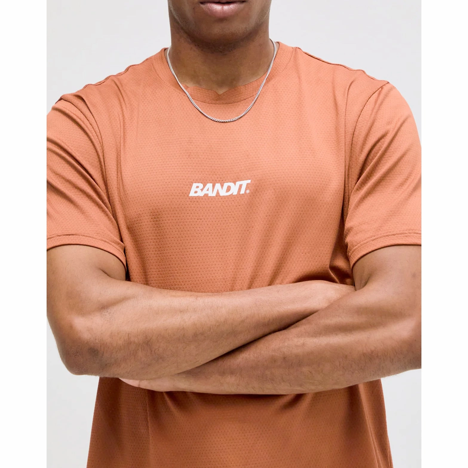 Men's MicroMesh Run Tee Rust AntiBacterialTreatment Flexible Waistline