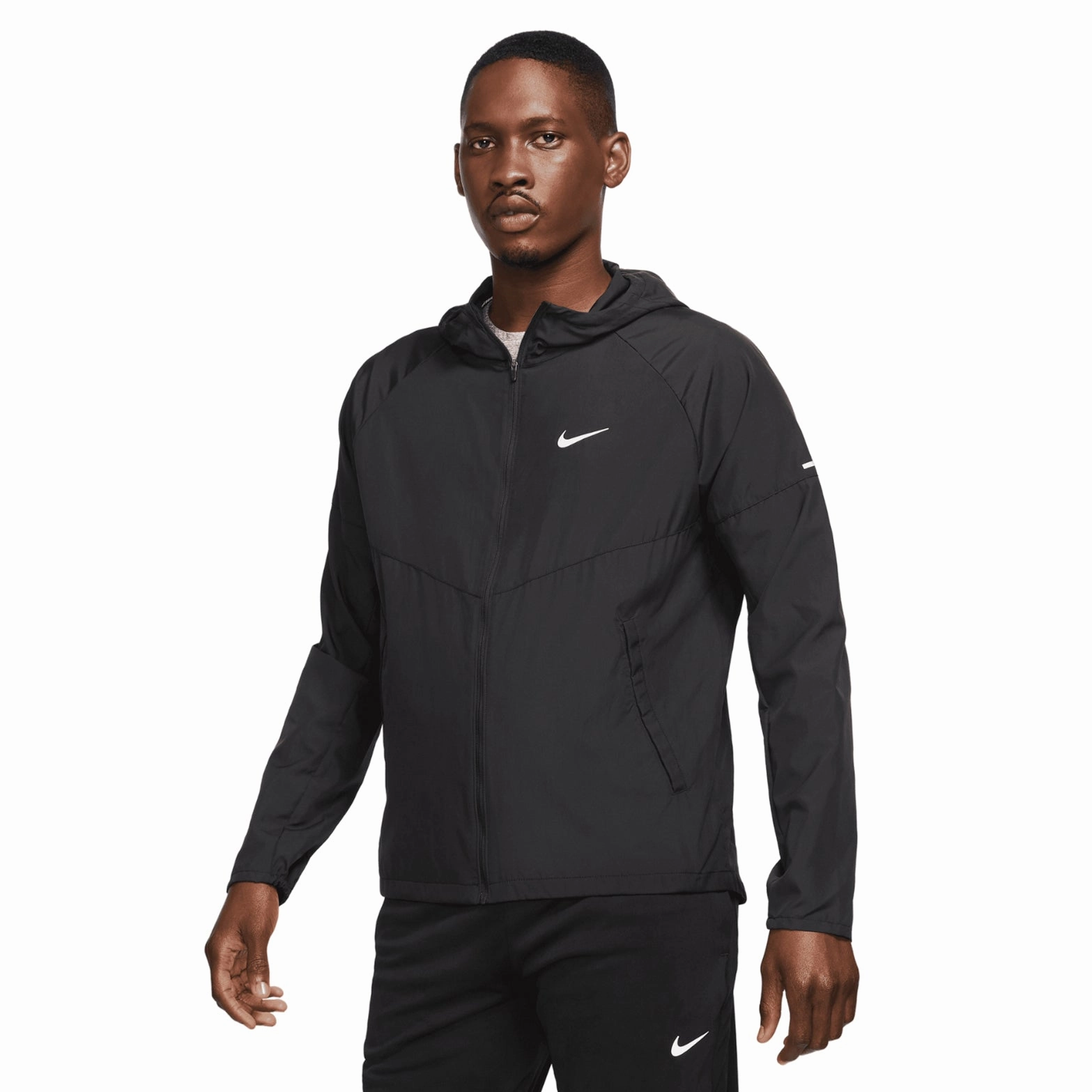 Men's Miler Repel Running Jacket Black / Black Breathable mesh lining Energy Mood