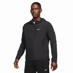 Men's Miler Repel Running Jacket Black / Black Breathable mesh lining Energy Mood