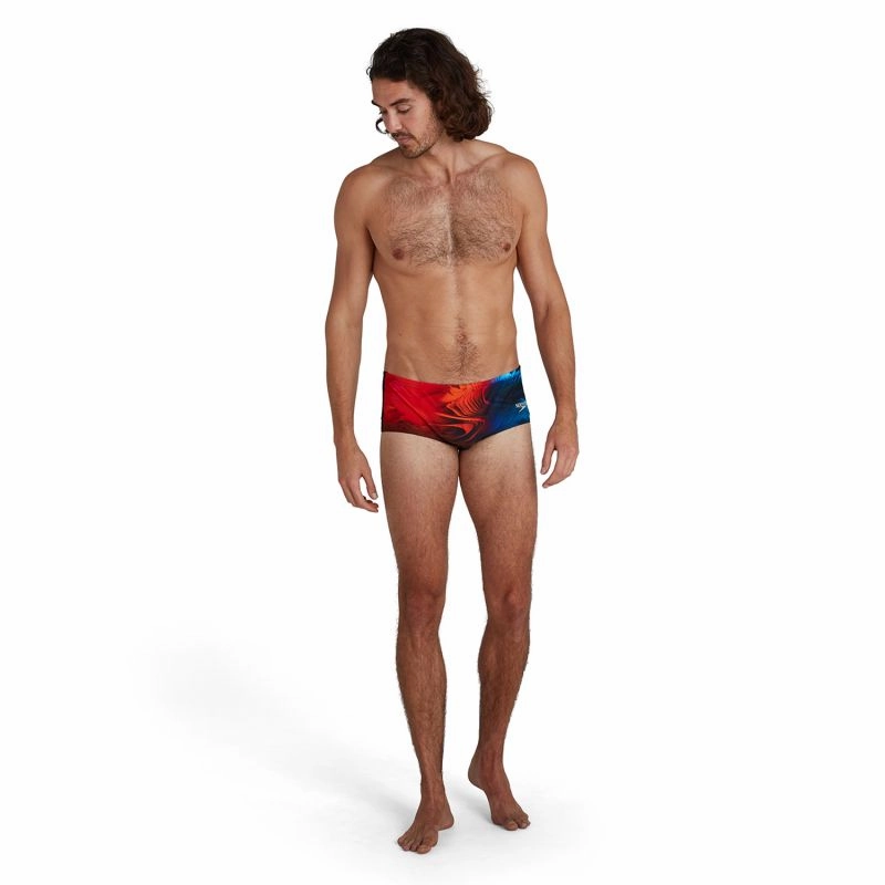 Lightweight Material Men's Placement Digital 14cm Brief - Black/Dra Anti Ride Up Silicone