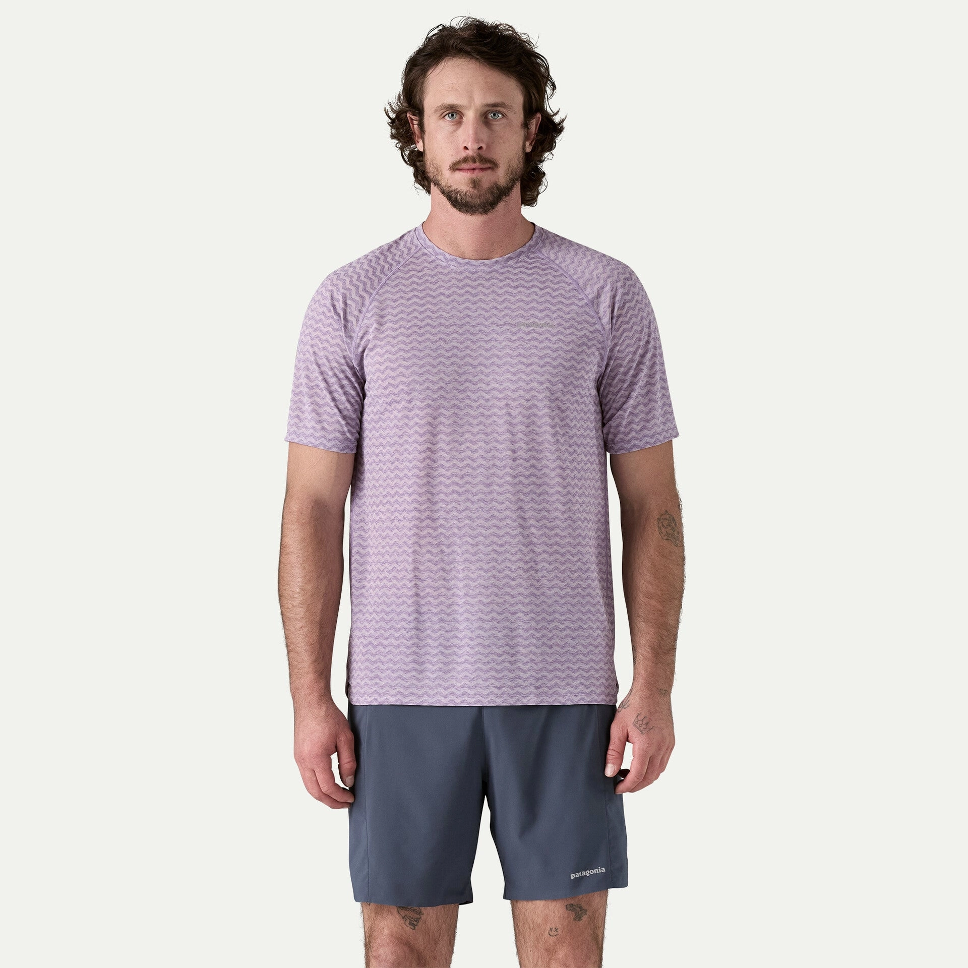 Men's Ridge Flow Tee Concrete Purple Hike Fit Calm Core
