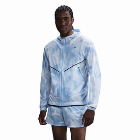 Men's Run Division UV Running Jacket Psychic Blue Reinforced Edges AntiPilling Fabric