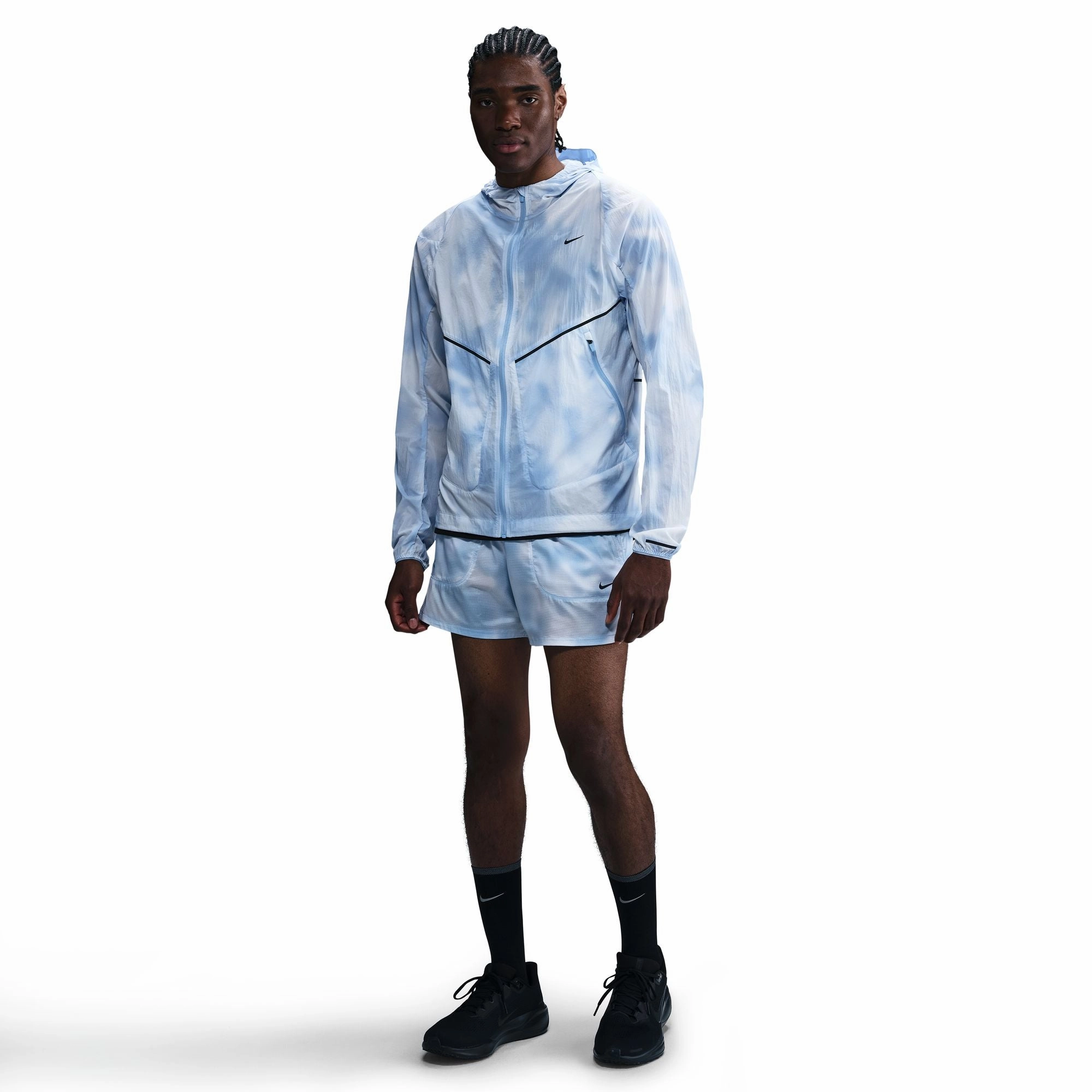 WaterRepellentCoating Men's Run Division UV Running Jacket Psychic Blue