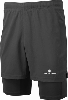 Lightweight Feel Ultra Lightweight Build Ronhill Core Twin 2 In 1 Mens Running Shorts - Black