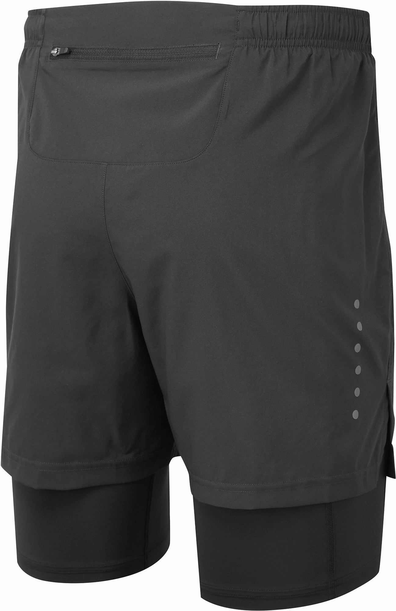 Ronhill Core Twin 2 In 1 Mens Running Shorts - Black Microfiber Blend Fabric