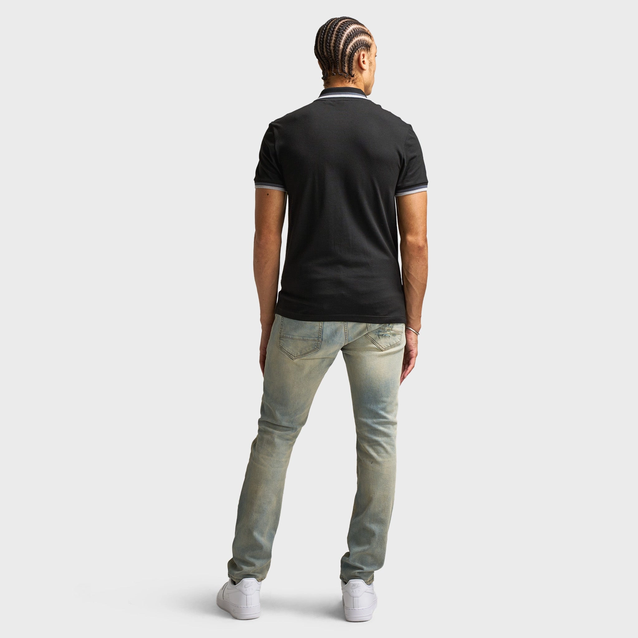 Ribbed Cuffs Lacoste Tipped Polo / Black