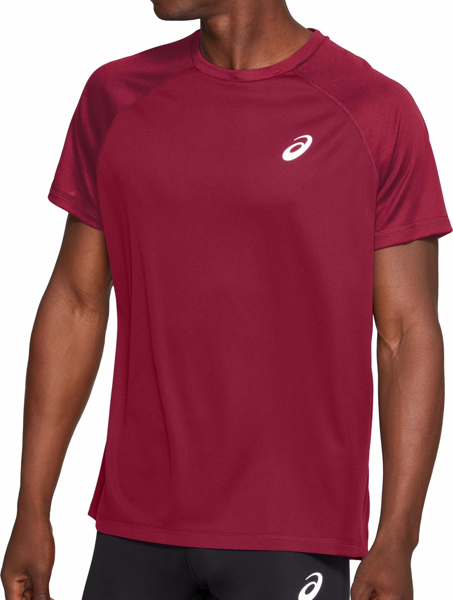 Comfortable texture Asics Sport Short Sleeve Mens Running Top - Red