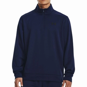 Under Armour Fleece Half Zip Long Sleeve Mens Training Top - Navy Focus Mood Daily Style