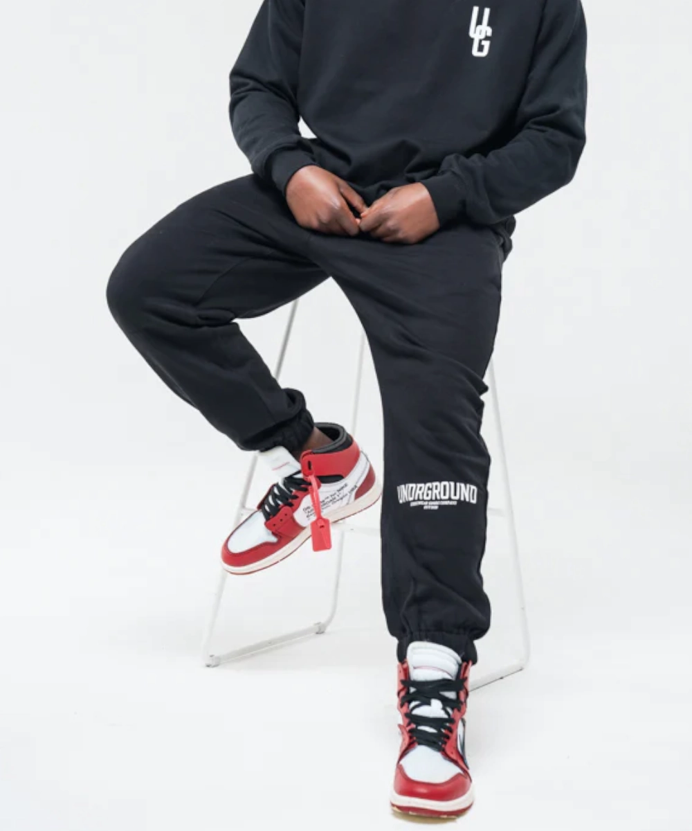 UNDRGROUND Oversized Cuffed Essentials Joggers (Black) Bold Core
