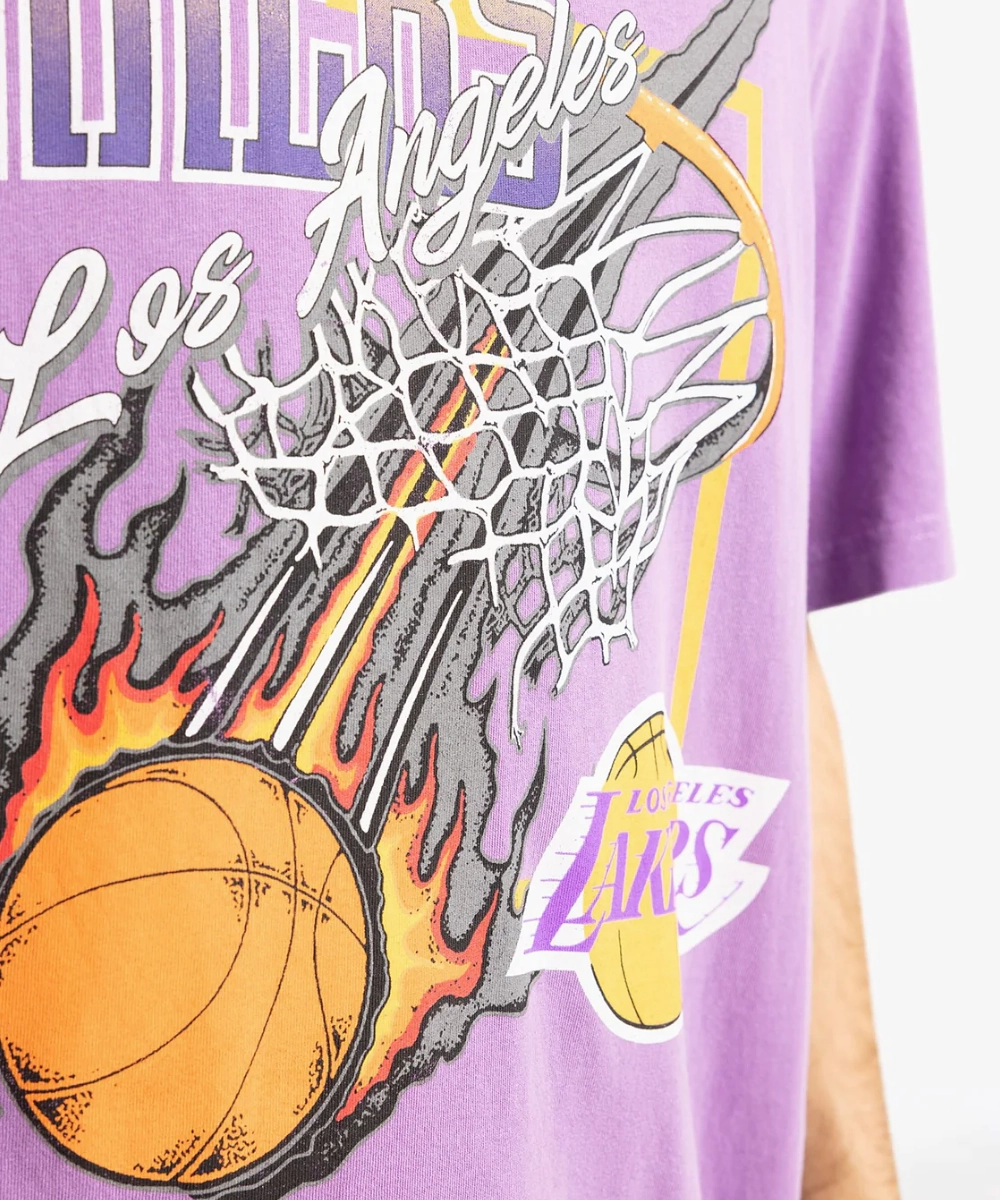 Reinforced Stitching Mitchell & Ness L.A Lakers Fireball Tee (Purple)