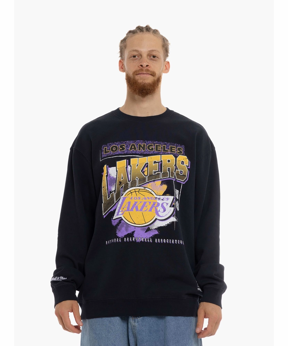 Mitchell & Ness Los Angeles Lakers BRUSH OFF 2.0 Crew (Faded Black) TearResistant Fabric Cool Edge