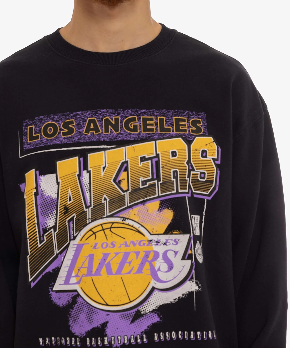 Functional Fit Mitchell & Ness Los Angeles Lakers BRUSH OFF 2.0 Crew (Faded Black)