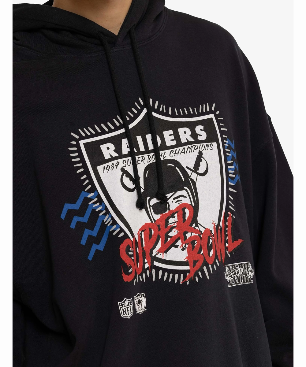 Mitchell & Ness Los Angeles Raiders Accolades Hoodie (Faded Black) TearResistant Fabric