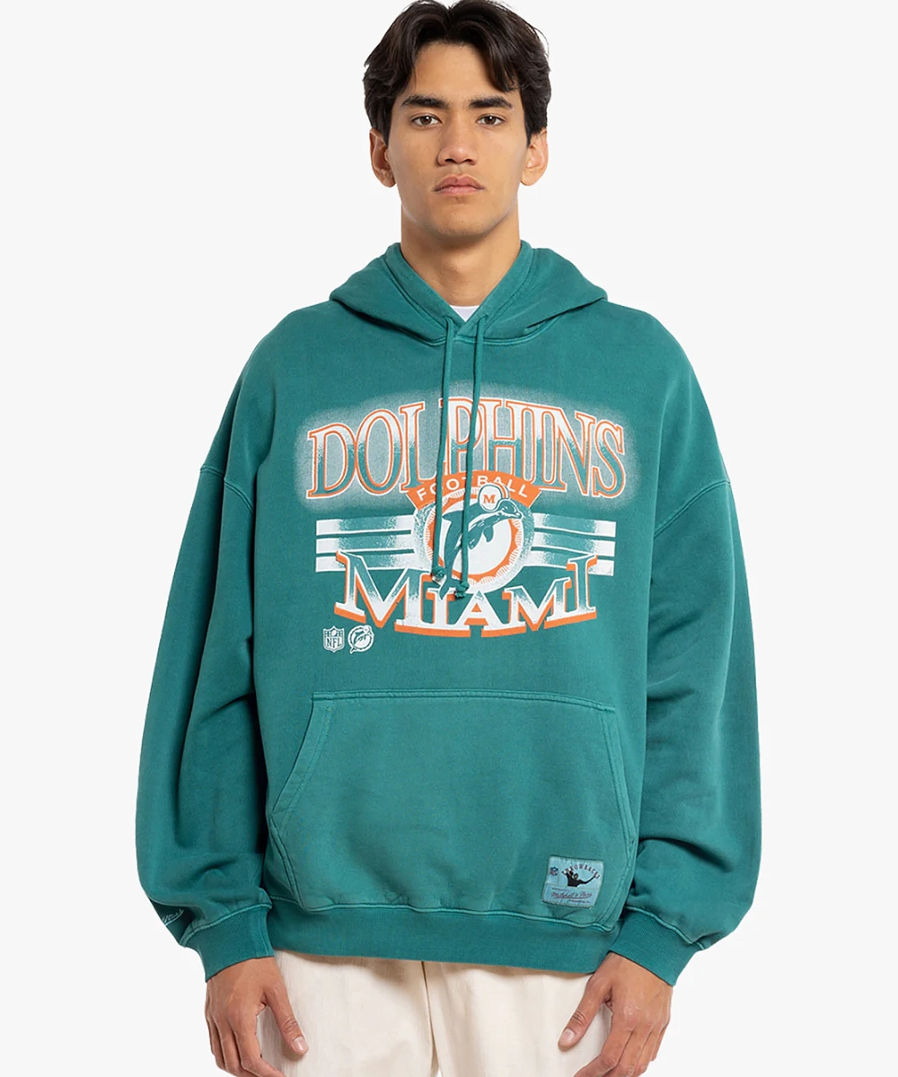 Planet Care DoubleLayeredEdging Mitchell & Ness Miami Dolphins Glow Arch Hoodie (Dolphins Green)