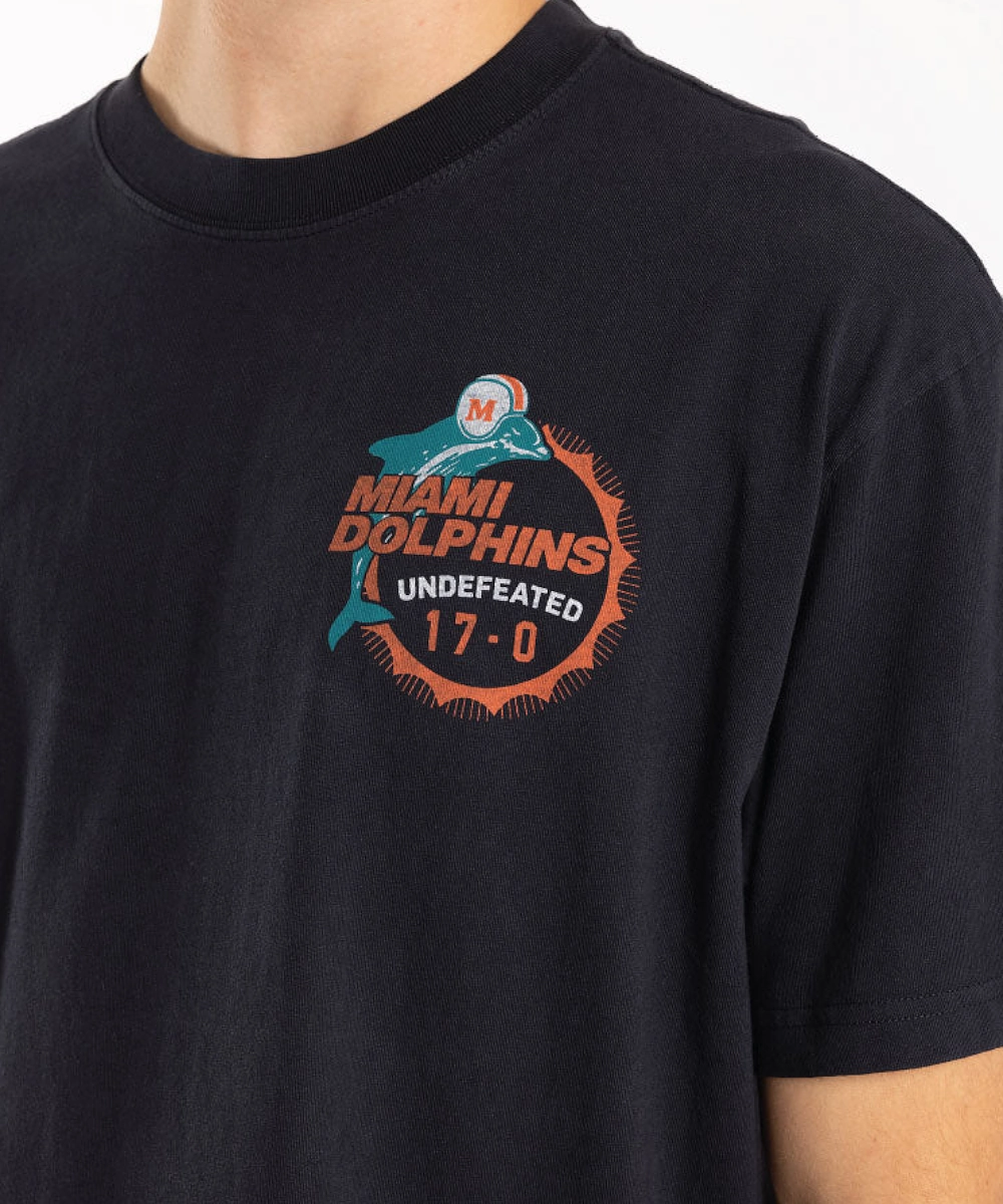 Mitchell and Ness Miami Dolphins Undefeated Vintage Tee (Faded Black) Relax Mode QuickReleaseFastener