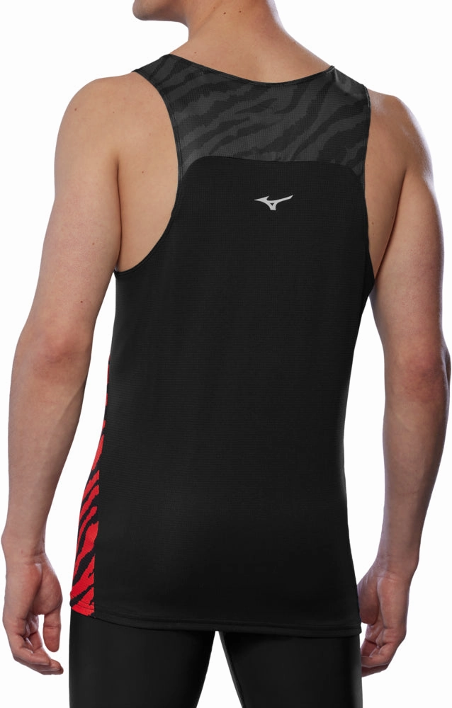 Water Repellent Finish command Mizuno DryAeroFlow Graphic Mens Running Vest - Blue