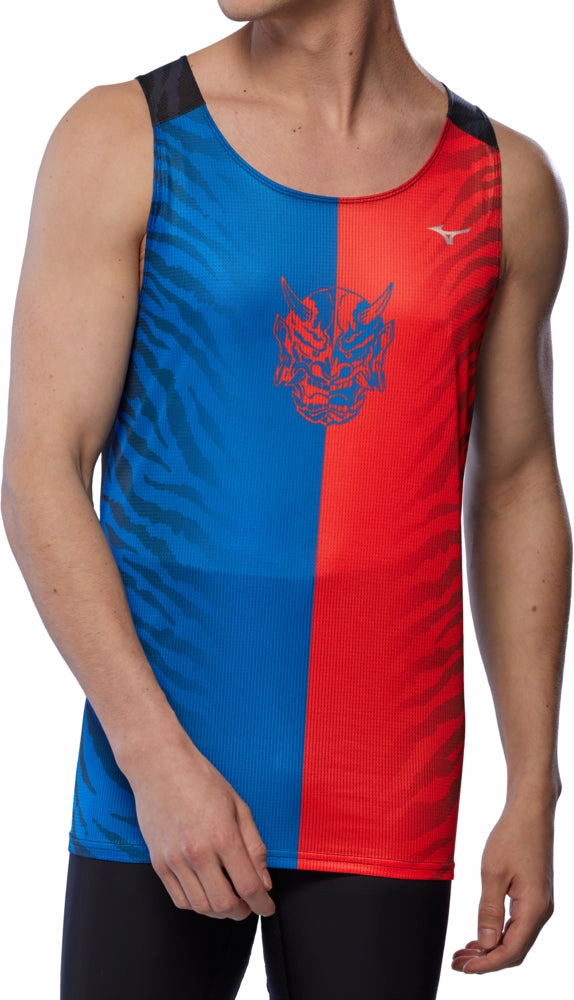 Mizuno DryAeroFlow Graphic Mens Running Vest - Blue in demand Natural