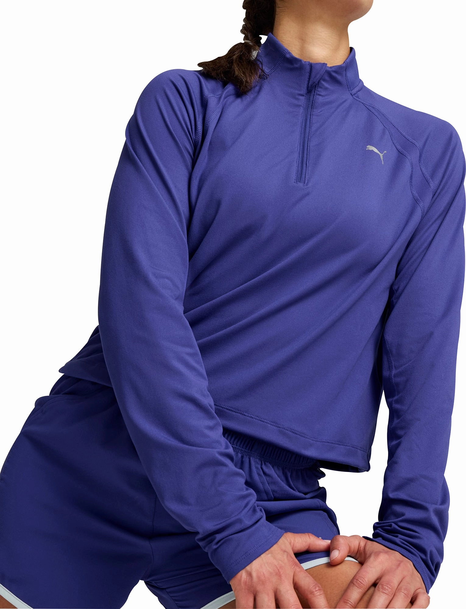 Party Present Puma Run CloudSpun Half Zip Long Sleeve Womens Running Top - Blue