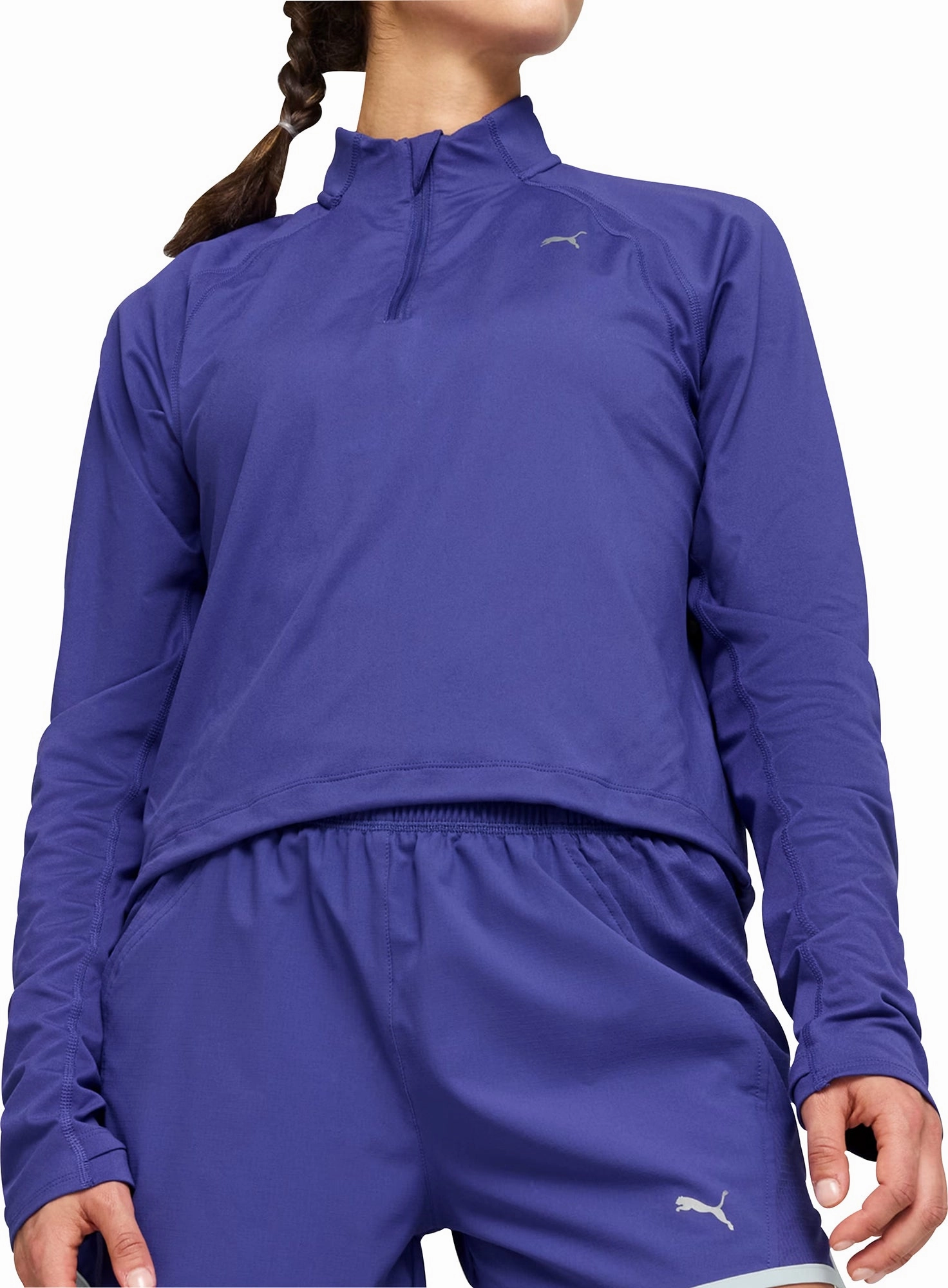 Embellish Breathable Underarm Design Puma Run CloudSpun Half Zip Long Sleeve Womens Running Top - Blue