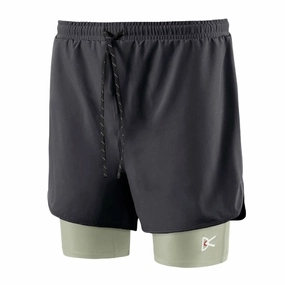 Men's Layered Pocketed Trail Shorts Black / Ash Ocean Air MatteFinishTexture