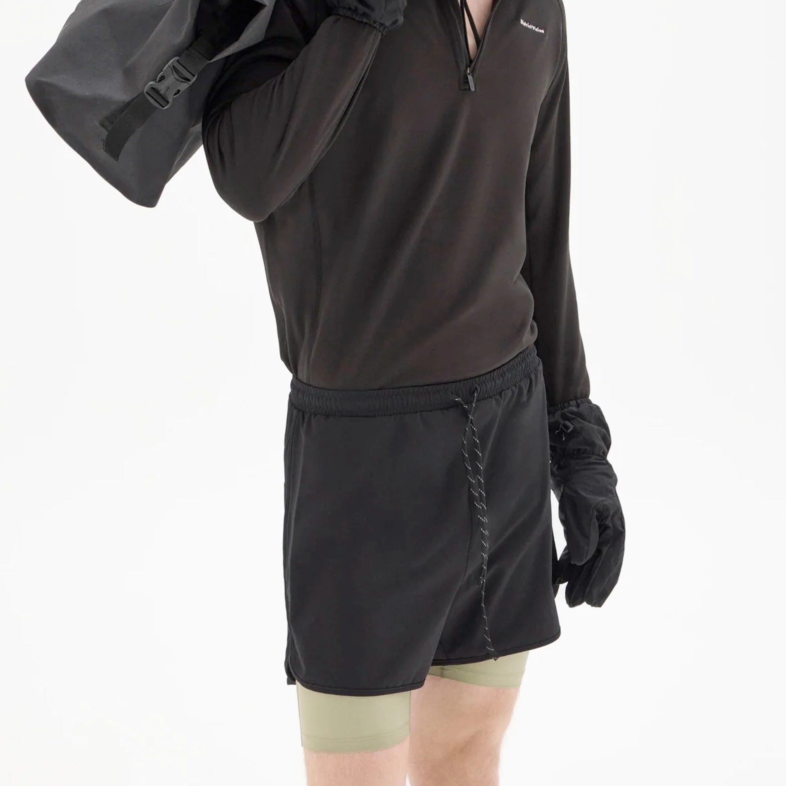 Men's Layered Pocketed Trail Shorts Black / Ash AntiBacterialTextile