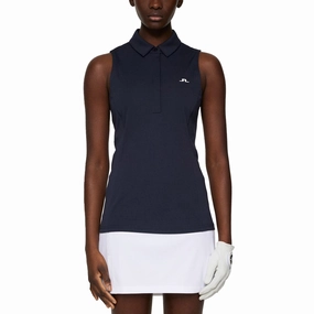 J.Lindeberg Women's Dena Sleeveless Golf Polo Shirt - JL Navy Weekend Casual
