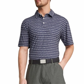 Heather Effect Weaving EcoFriendly Material Puma Mattr Flamingo Golf Polo Shirt - Navy Blazer/Bright White