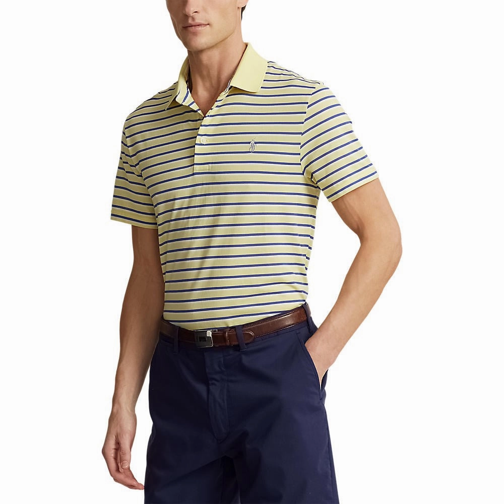 RLX Ralph Lauren Tour Pique Stripe Polo Shirt - Bristol Yellow Multi Versatile Style