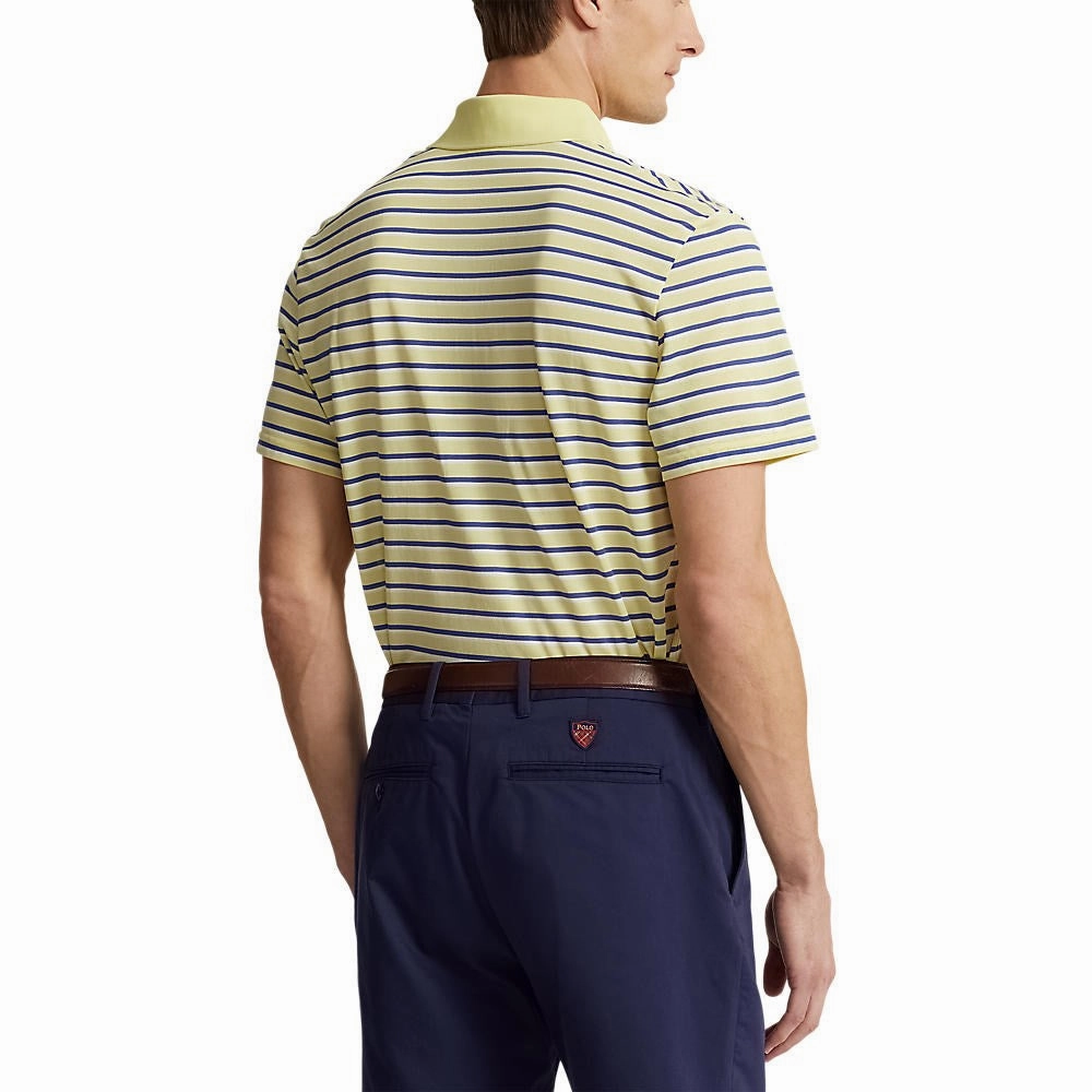 HighDurability Yarn Performance Polo RLX Ralph Lauren Tour Pique Stripe Polo Shirt - Bristol Yellow Multi