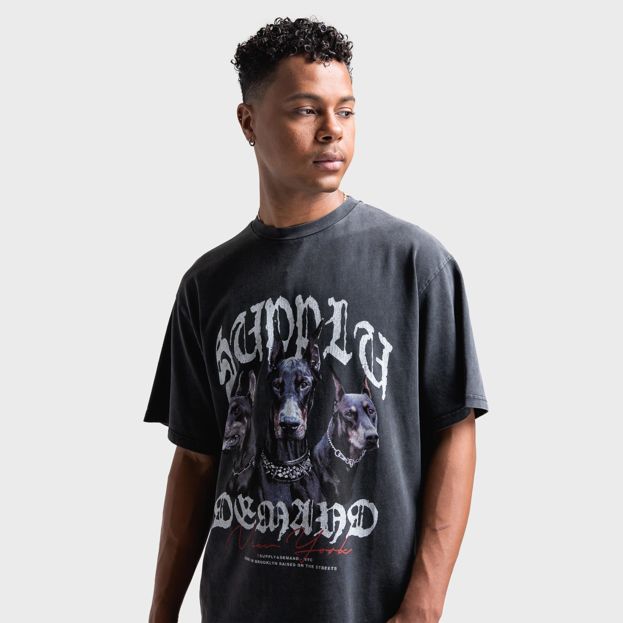 Supply & Demand Brooker T-Shirt / Black industrial park Flexible Ribbing