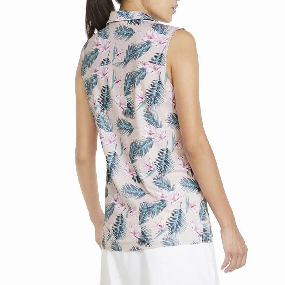 Puma Women's Cloudspun Paradise Sleeveless Golf Polo - Chalk Pink/Bright White Stylish Neckline