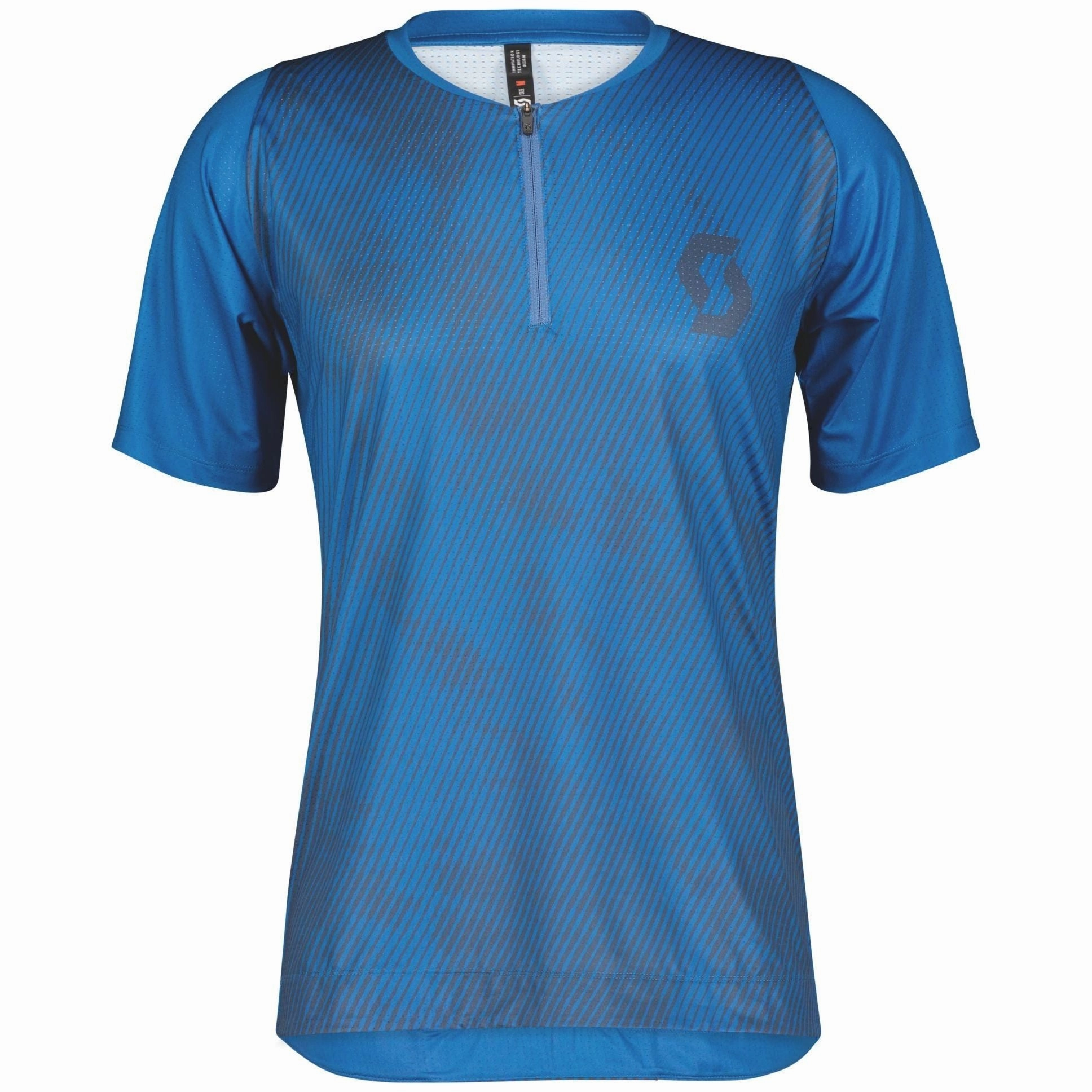 Scott Trail Vertic Zip Short Sleeve Mens Cycling Jersey - Blue Kids' wear