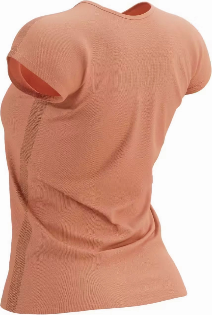 Compressport Training Short Sleeve Womens Running Top - Orange SeamlessConstruction Flatlock stitching