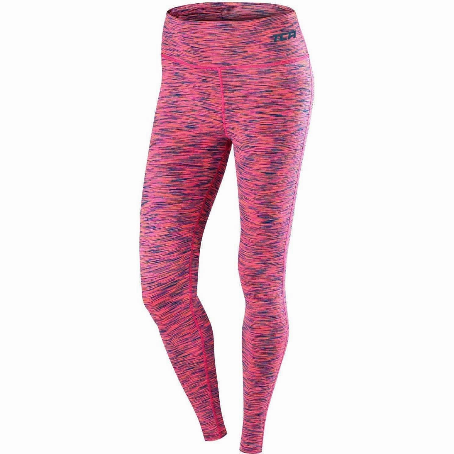 TCA SpaceKnit Premium Womens Long Running Tights - Pink ImpactAbsorbing Padding