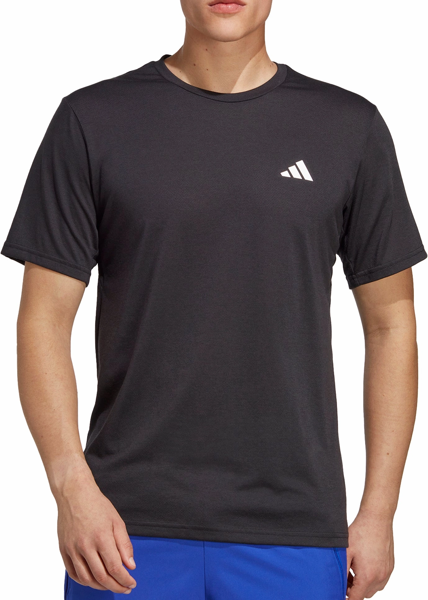 ReflectiveTrims Opaque Tone adidas Train Essentials Comfort Short Sleeve Mens Training Top - Black