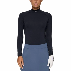 J.Lindeberg Women's Ella Compression Golf Shirt - JL Navy NonIron Finish Party Ready