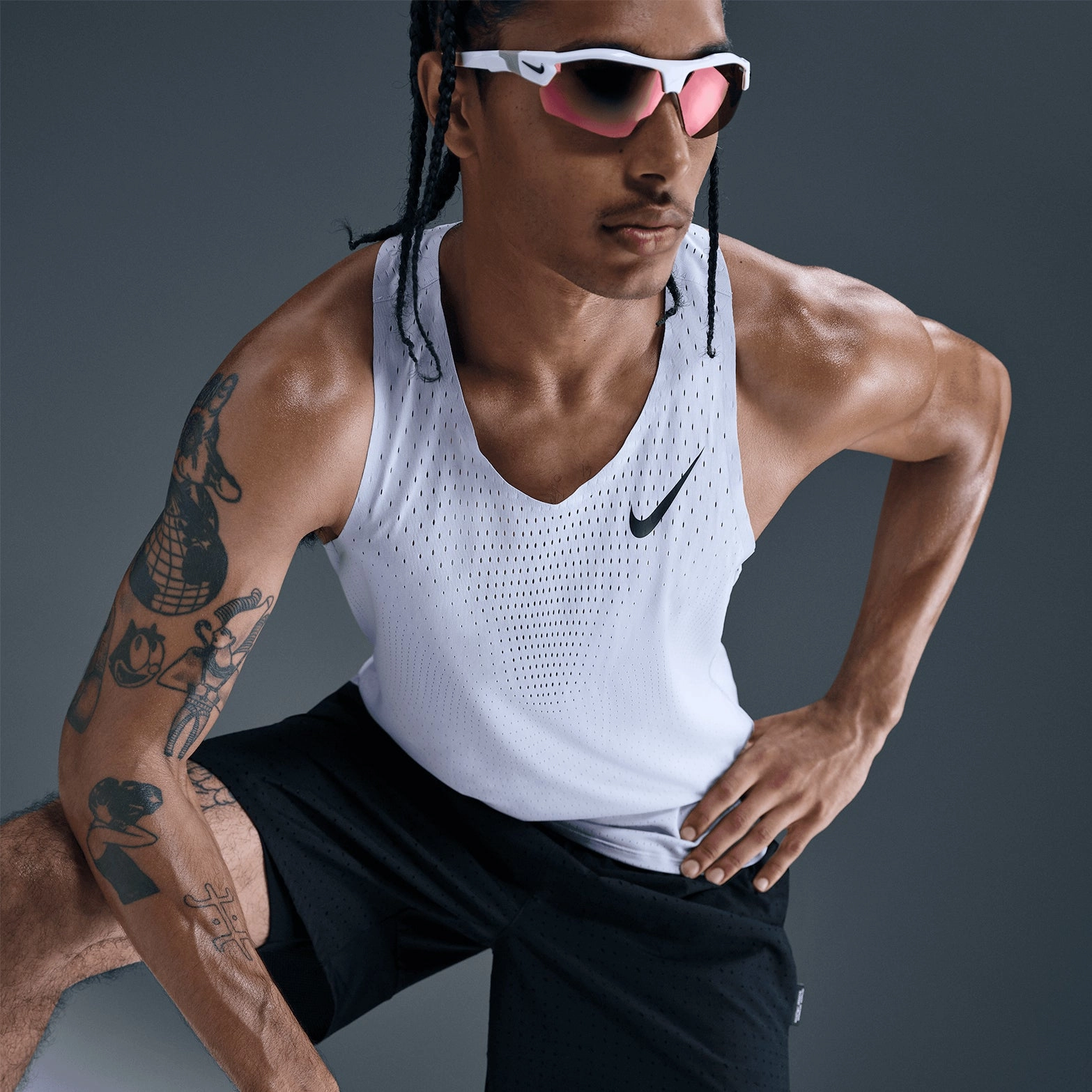 Men's Dri-FIT AeroSwift ADV Running Vest Ghost / Black 4Way Stretch Fairy Mood