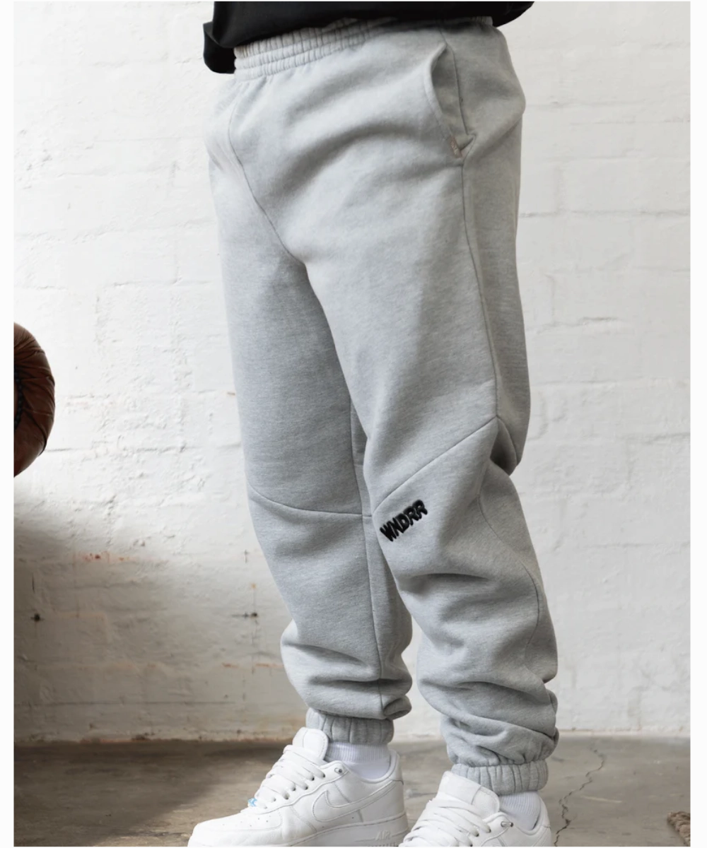 WNDRR Halo Baggy Trackpants (Grey Marle) Shoot Mood AllSeasonWear