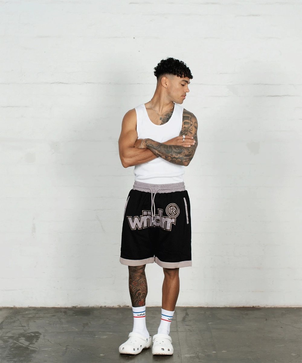 WNDRR Offcut Court Short (Black/Gold) MoistureManagementSystem QuickReleaseFastenings