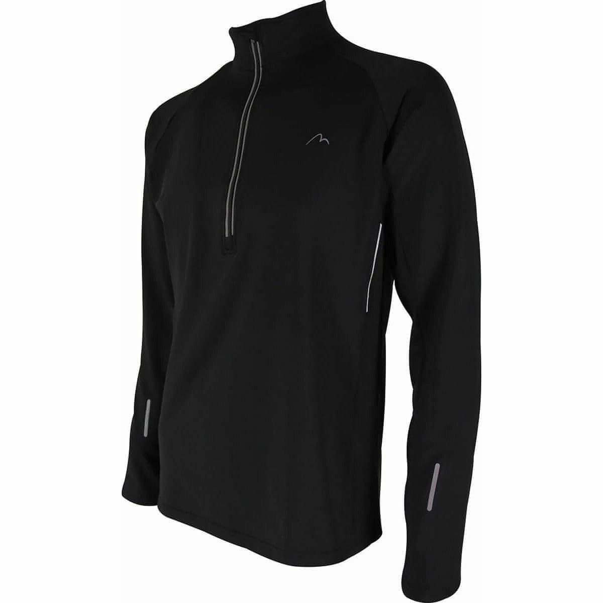 More Mile Alaska Half Zip Long Sleeve Mens Running Top - Black V neck Tight