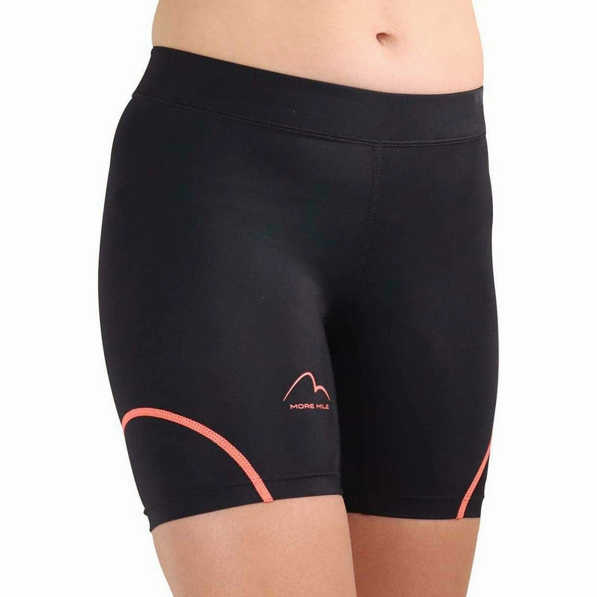 More Mile Compression Womens Short Running Tights - Black Mood Casual No Slip Gripper