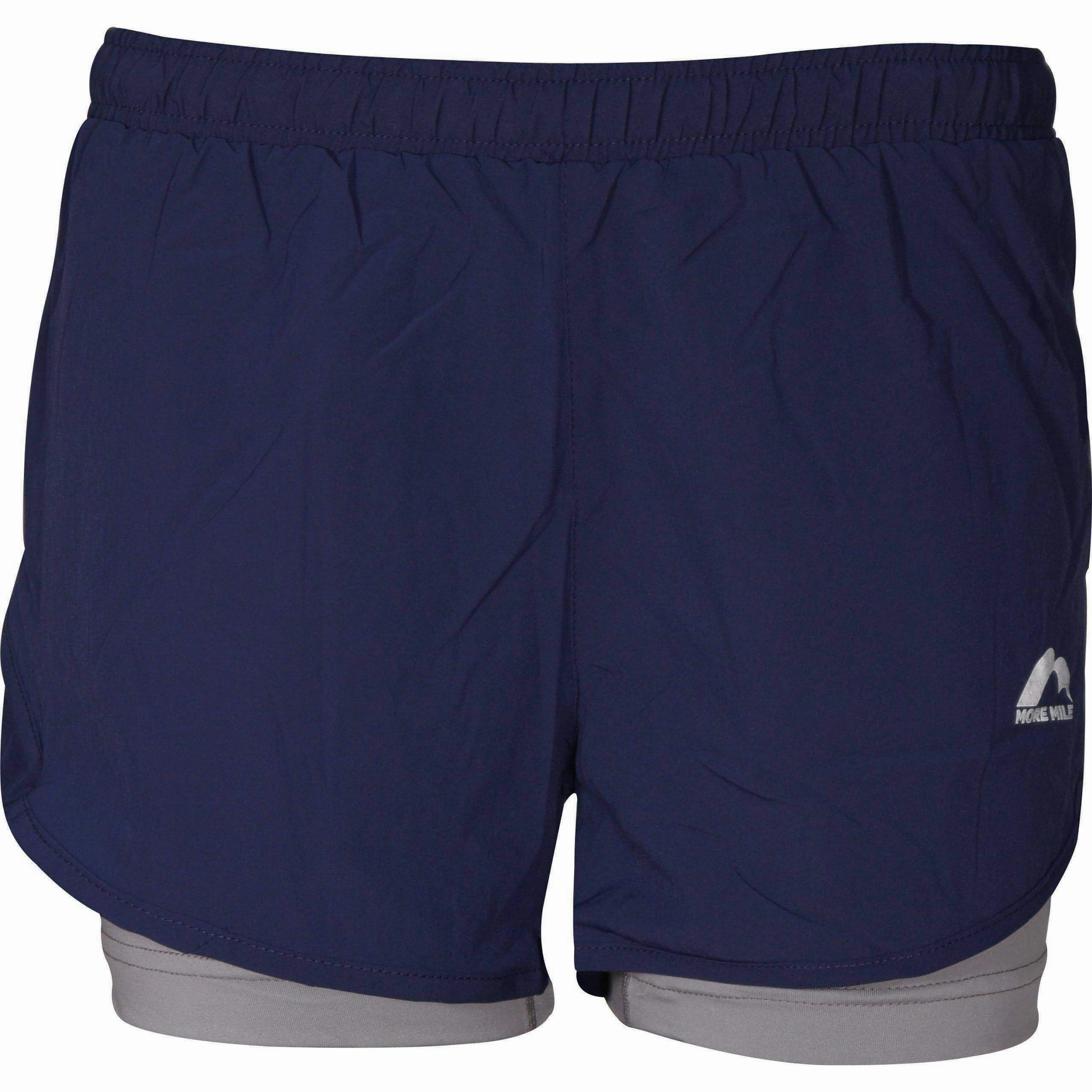 Gusseted Crotch Design More Mile Conquer 2 in 1 Womens Running Shorts - Navy